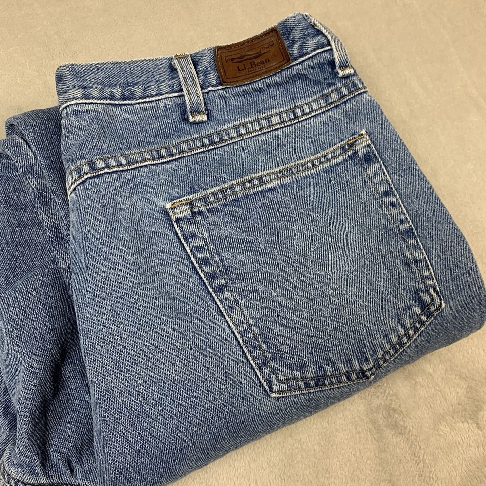 L L Bean Flannel Lined Jeans Mens 36x29* Blue Denim Relaxed Fit Work Outdoors